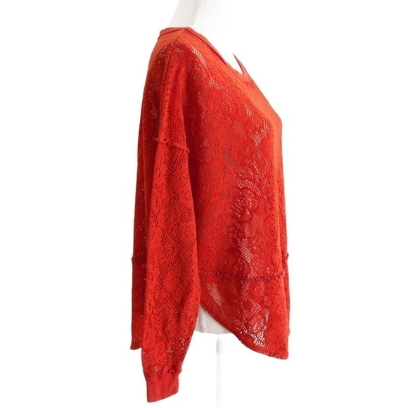 Free People Lace Pullover Orange Top Small - Picture 4 of 16